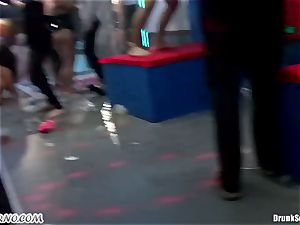 Mass porno orgy in a striptease bar